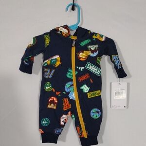 Nike Newborn Infant Footie - Dark Blue with Colorful Graphics